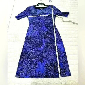 Connected Black Purple Blue Short‎ Sleeve Stretch Sheath Dress Washable 6